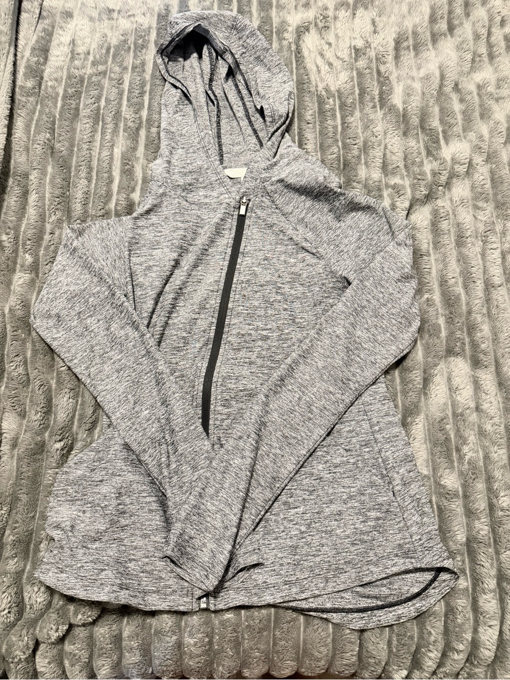 Athleta Heather Gray Hooded Active Zip Pullover
